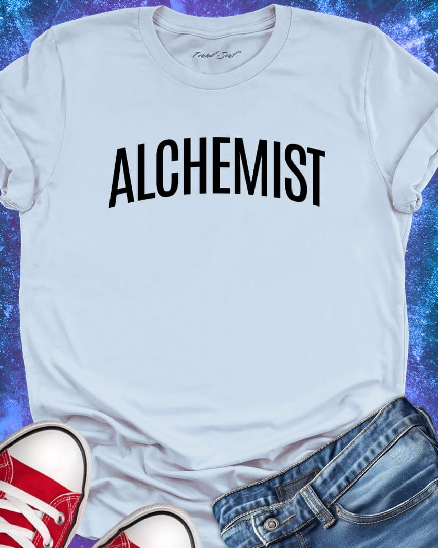 Alchemist white t-shirt for transformation and personal alchemy.