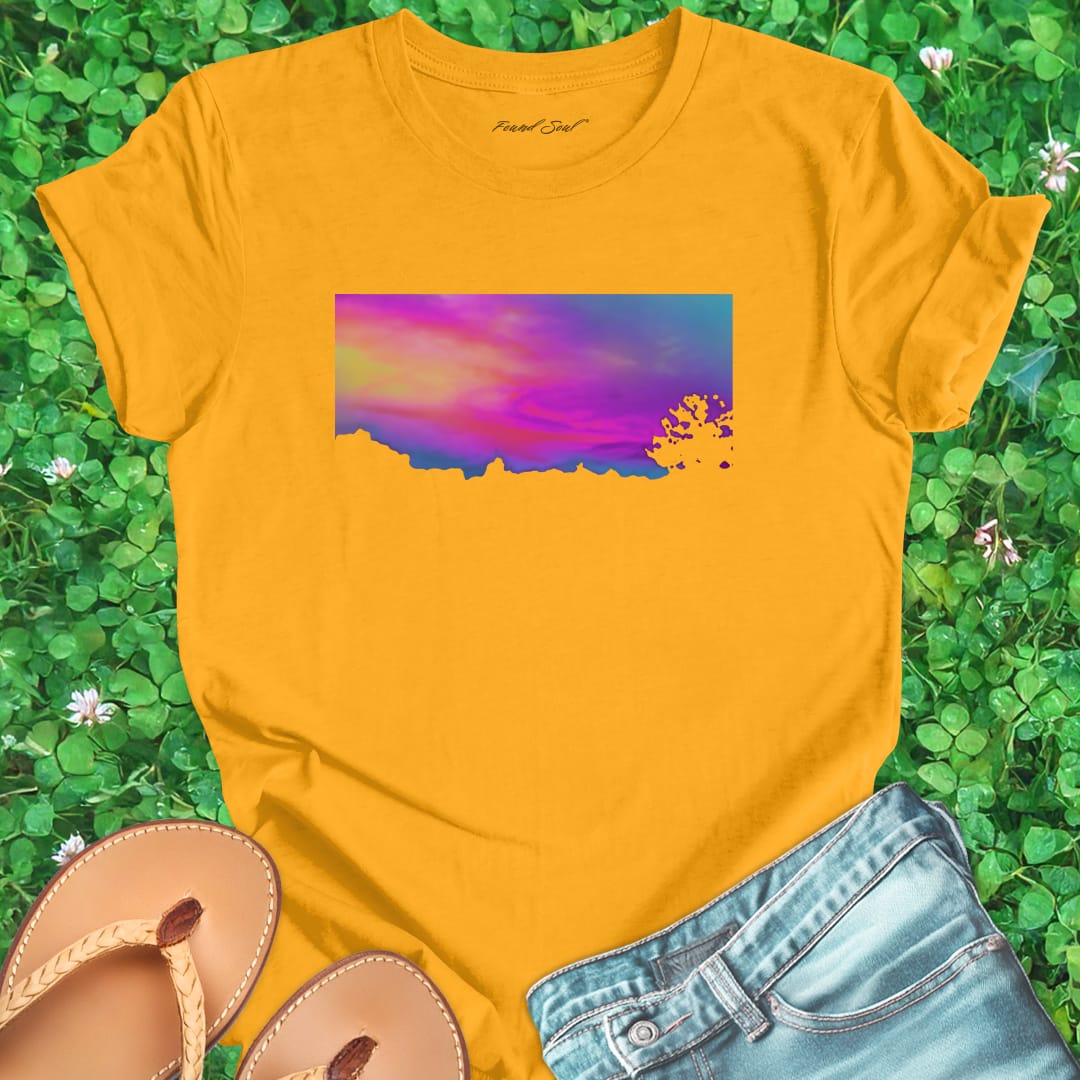 Yellow t-shirt for daybreak whispers first light sky messages dawn truth spiritual listening