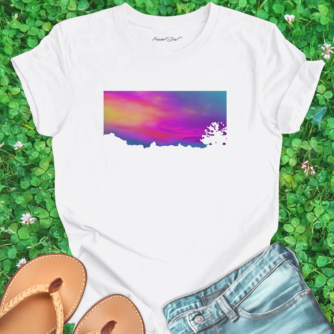 White t-shirt for daybreak whispers first light sky messages dawn truth spiritual listening