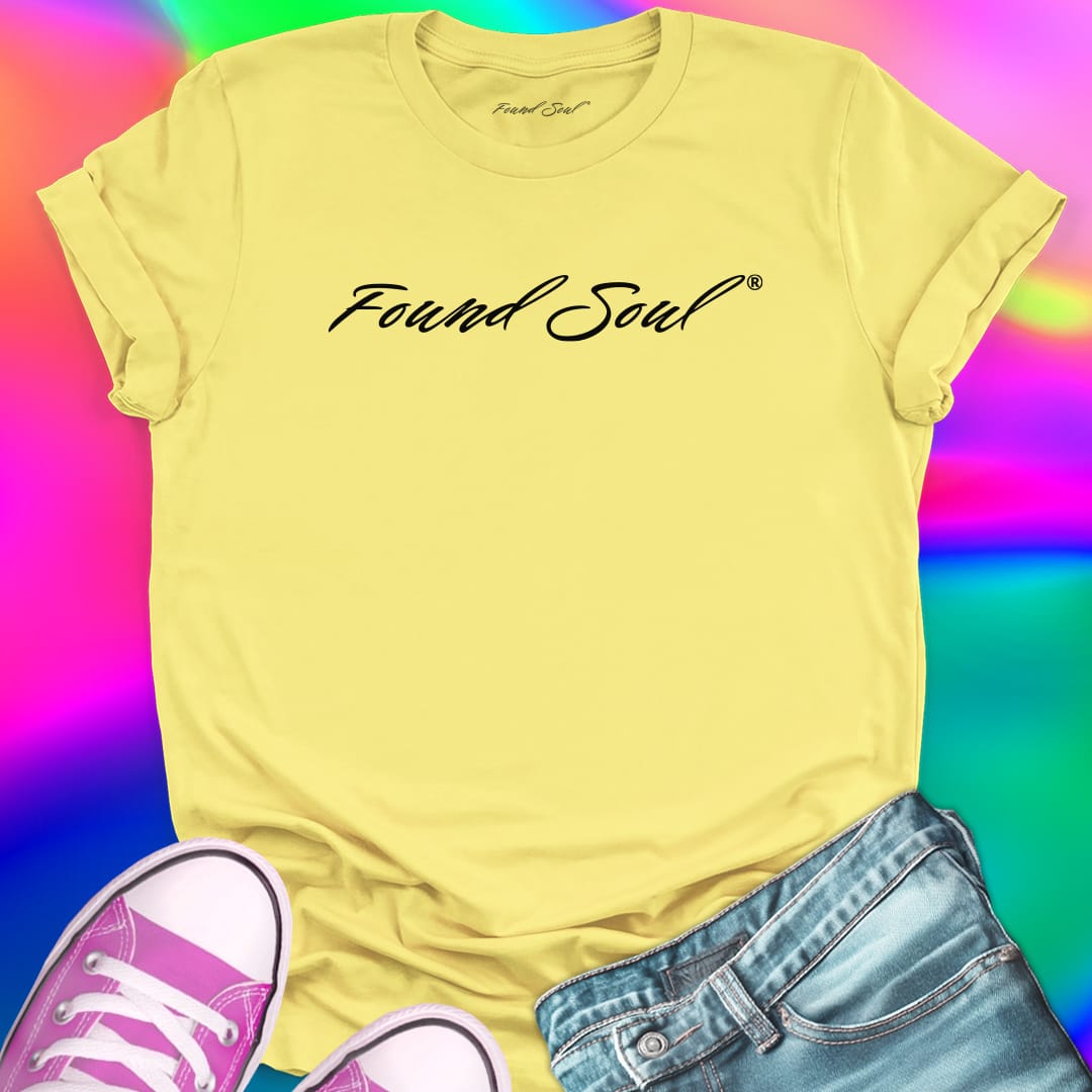 Found Soul® light to dark yellow t-shirt for courage and going inward.