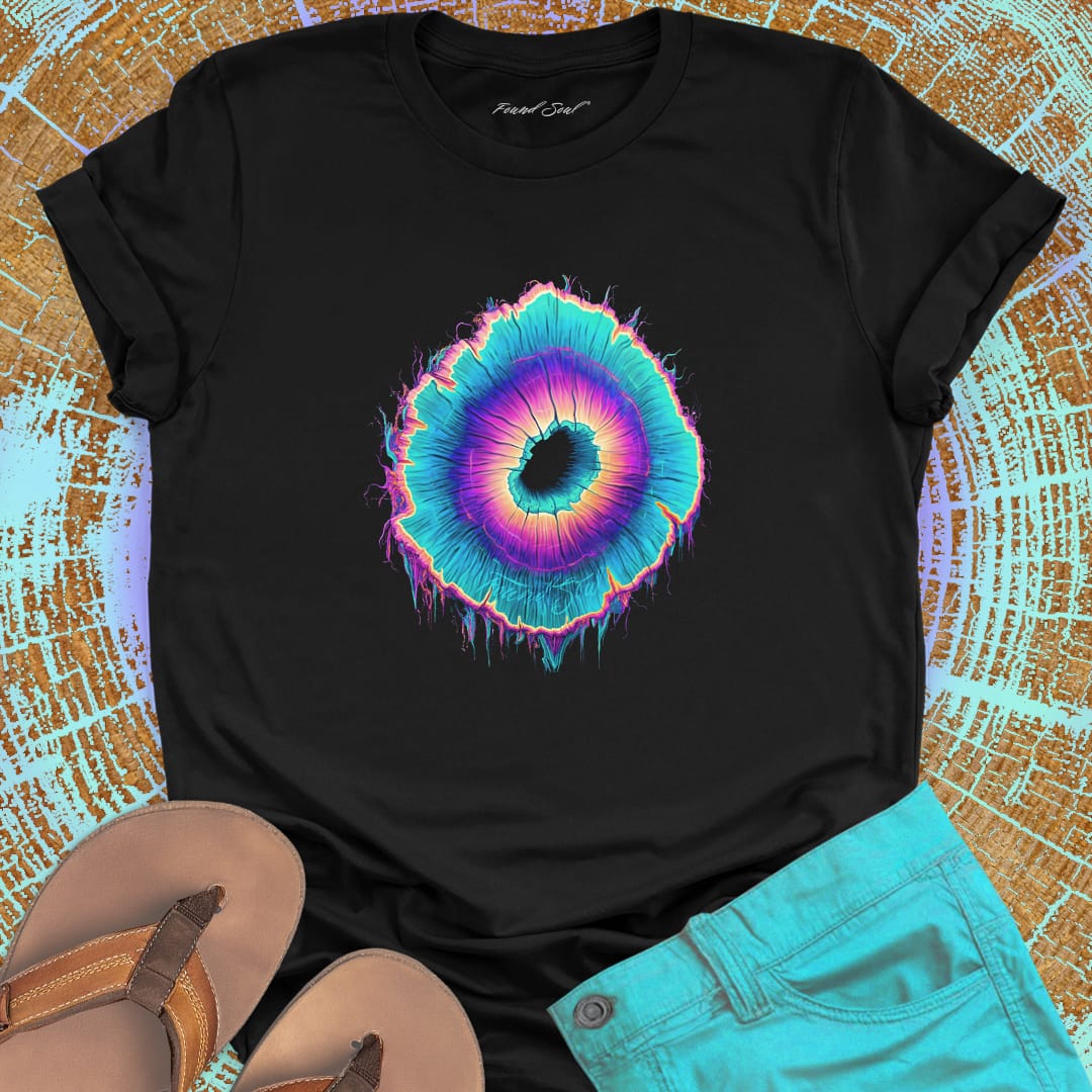 Vibrant spiral ring black t-shirt for life rings spiral growth outward expansion shifting center spiritual becoming