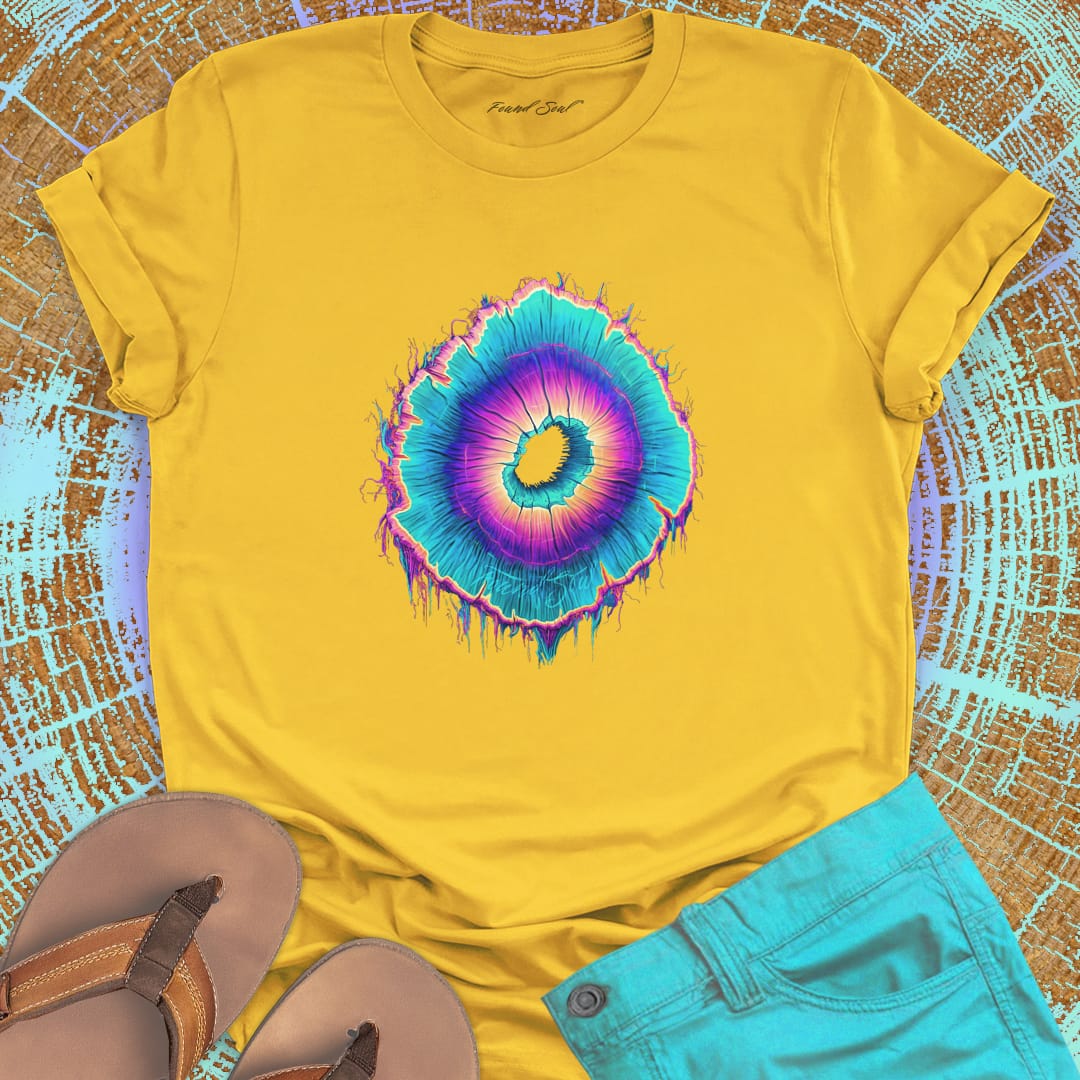 Vibrant spiral ring yellow t-shirt for life rings spiral growth outward expansion shifting center spiritual becoming