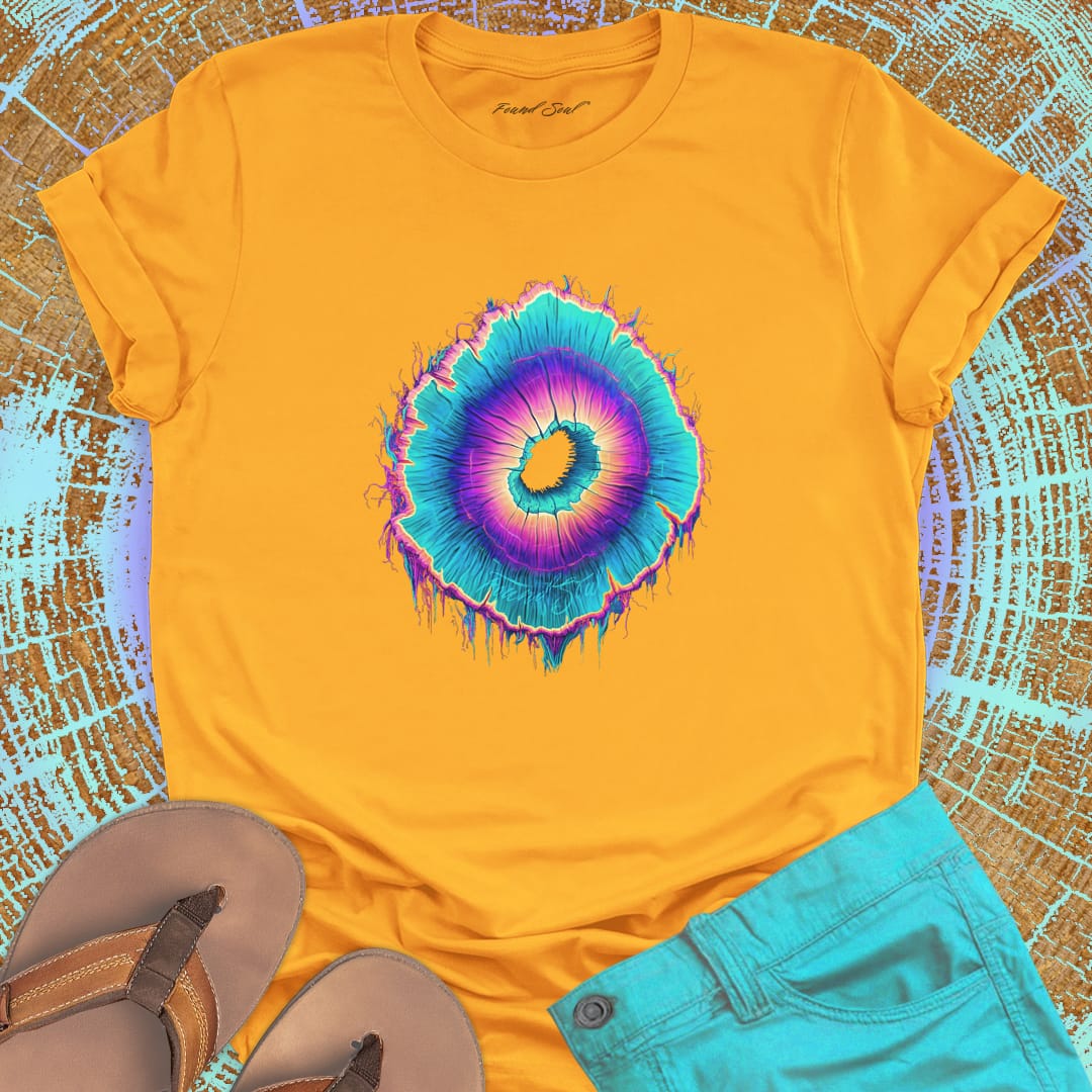 Vibrant spiral ring yellow t-shirt for life rings spiral growth outward expansion shifting center spiritual becoming