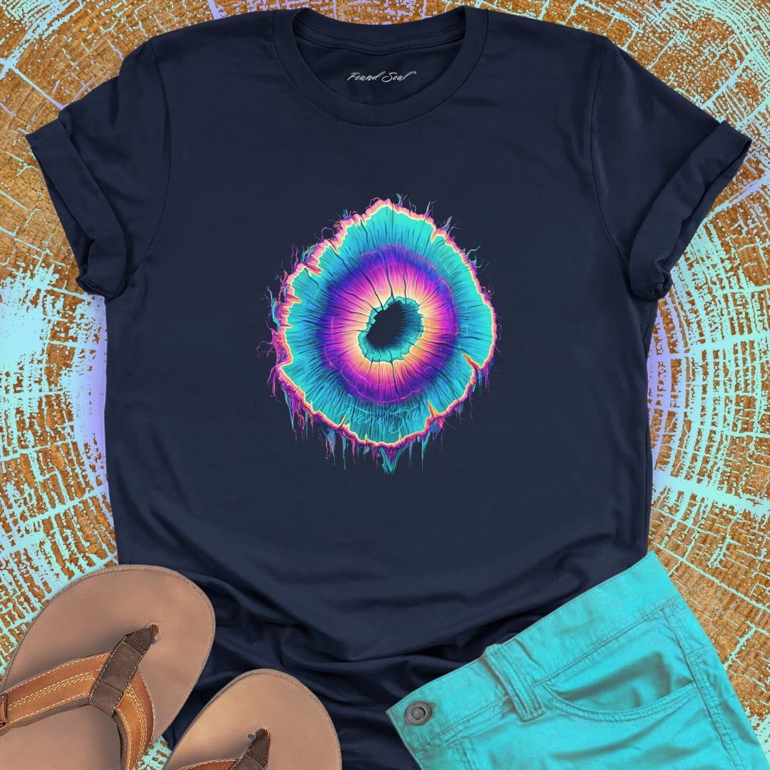 Vibrant spiral ring black t-shirt for life rings spiral growth outward expansion shifting center spiritual becoming