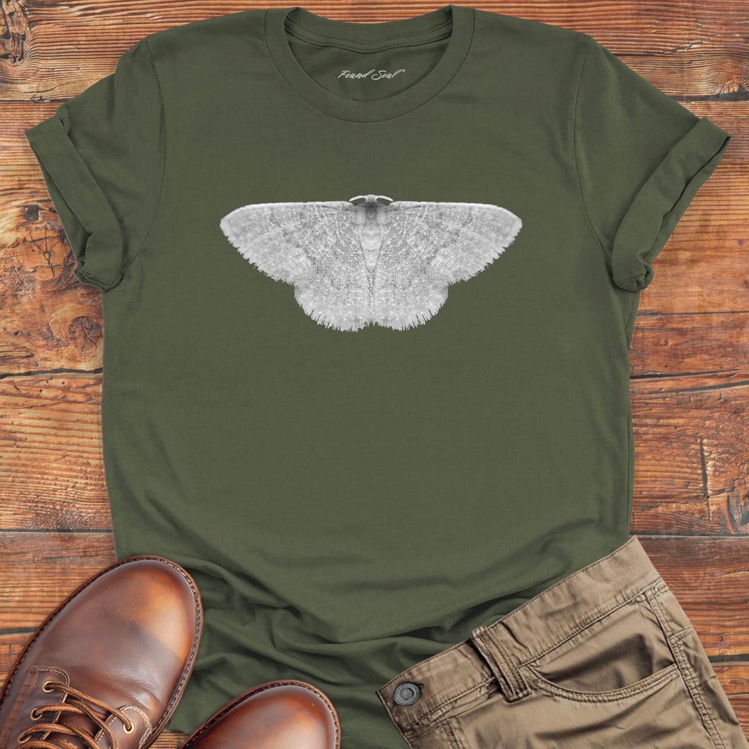 Detailed moth with intricate wings olive green t-shirt for moon navigation phase trust adaptive flight spiritual change