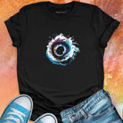 Swirling water vortex on black t-shirt for water mysticism flow spiral.