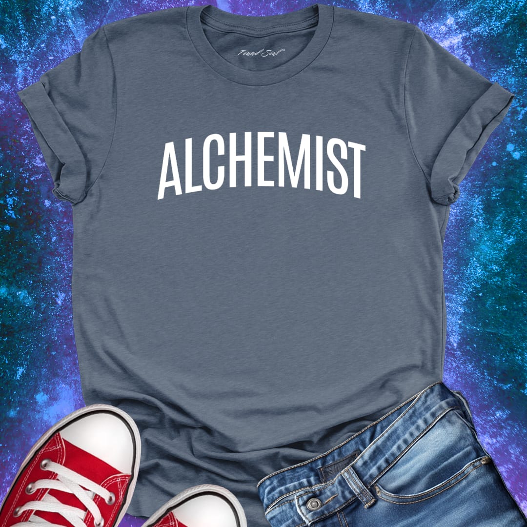 Alchemist grey t-shirt for transformation and personal alchemy.