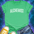 Alchemist green t-shirt for transformation and personal alchemy.