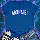 Alchemist blue t-shirt for transformation and personal alchemy.