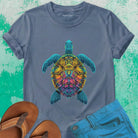 Sea turtle bold mosaic patterns grey t-shirt for instinct and inner navigation.