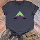 Mountain peak in sunset twilight dark grey t-shirt for ascension climbing upward nature spiritual rising perspective gain