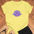 Ornate lotus with detailed line work on yellow t-shirt for awakening patient blooming lotus wisdom spiritual unfolding trust