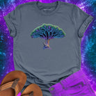 Mystical dragon blood tree with umbrella canopy grey t-shirt for soul awakening ancient tree form root memory spiritual structure