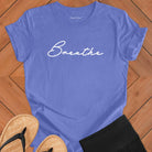 Breathe mediation purple t-shirt for mindfulness spiritual apparel.