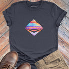 Layered mountains in vibrant gradient tones dark grey t-shirt for mountain elevation color vision ridge climbing spiritual revelation