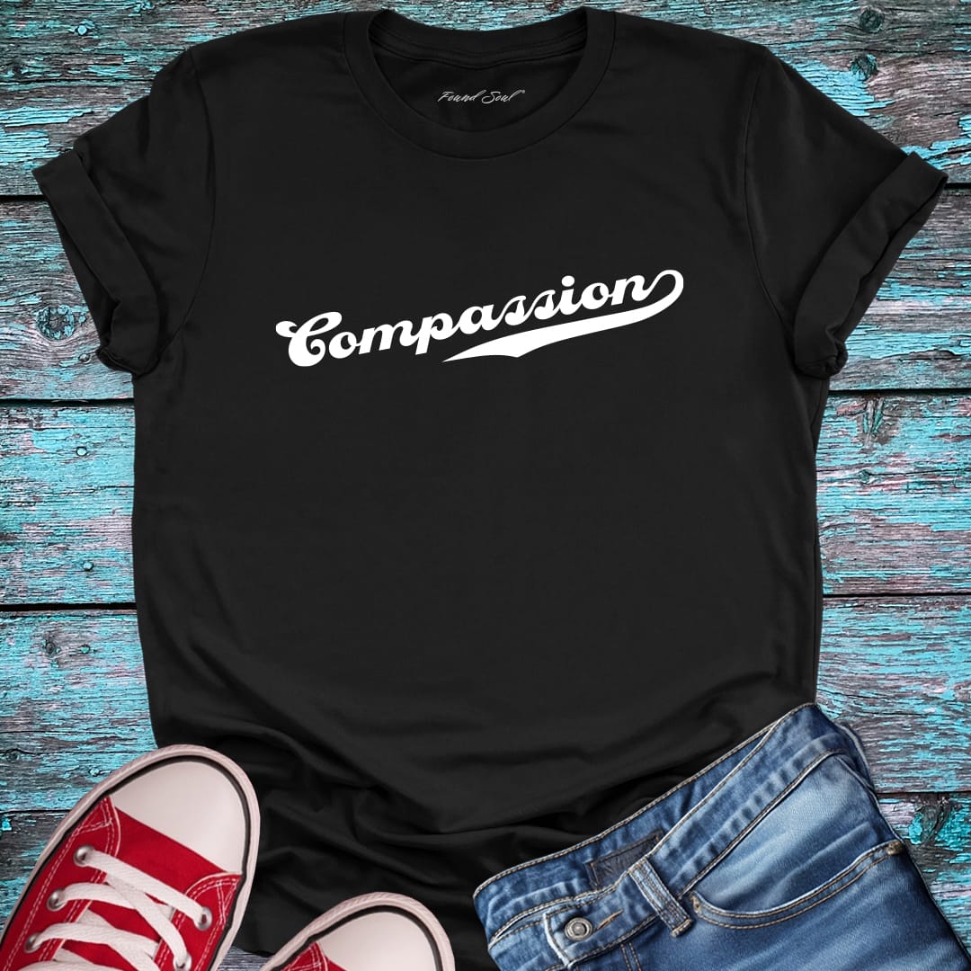 Black compassion t-shirt.