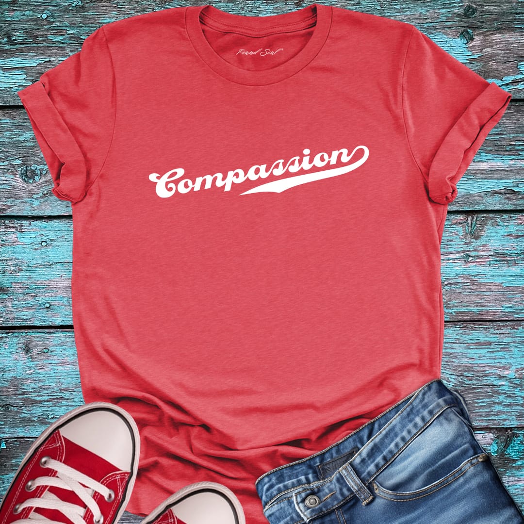 Red compassion t-shirt.