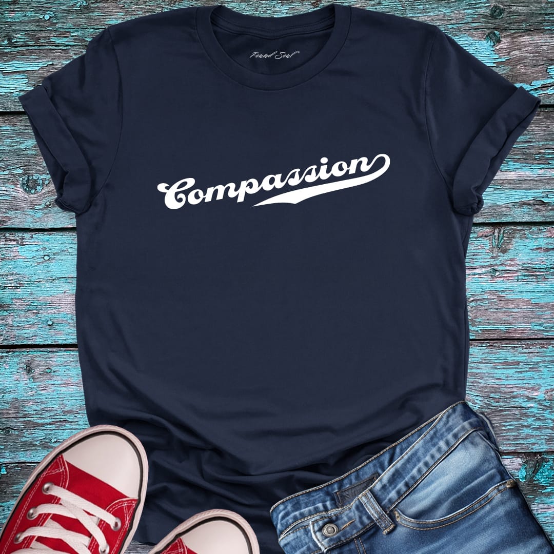 Navy compassion t-shirt.