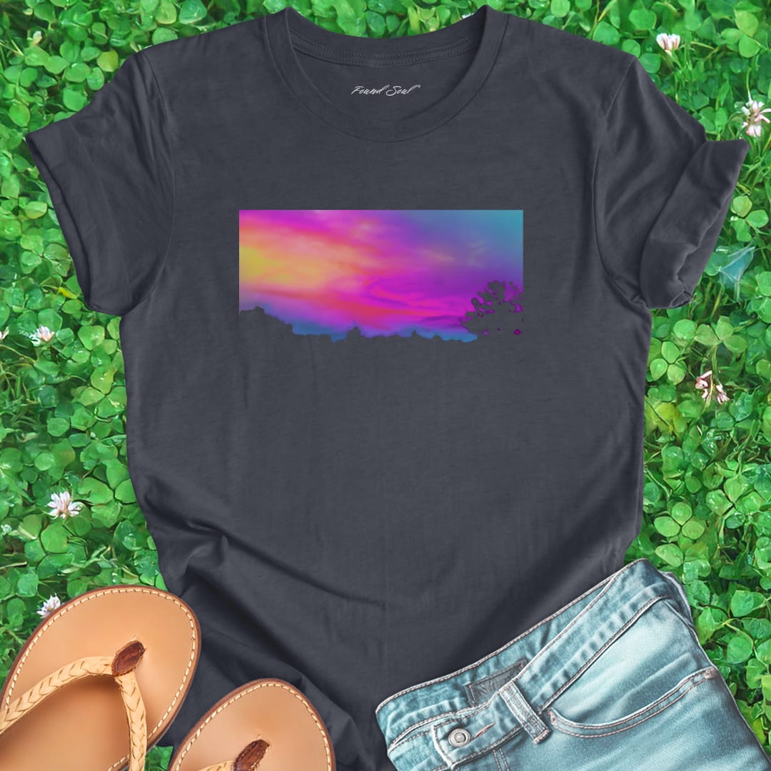 Dark grey t-shirt for daybreak whispers first light sky messages dawn truth spiritual listening