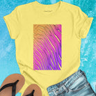Flowing wave patterns etched in sand yellow t-shirt for water signature sand memory imprint flow spiritual marking