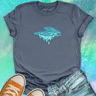 Water droplet portal with dripping icicles grey t-shirt for eternity depth endless falling water wisdom spiritual trust bottomless