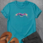 Glowing ancient volcano turquoise t-shirt for creative fire core power earth shaping spiritual strength