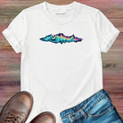 Vibrant rainbow soundwave with electric edges white t-shirt for synesthesia frequency color sound light collision spiritual music fire sky