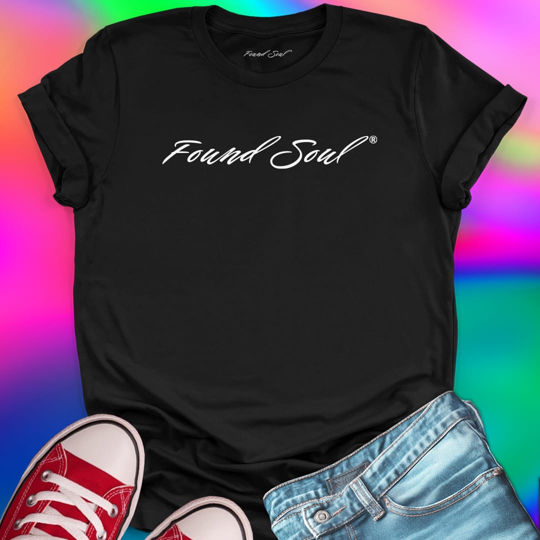 Found Soul® dark to light black t-shirt for transformation and shadow work.