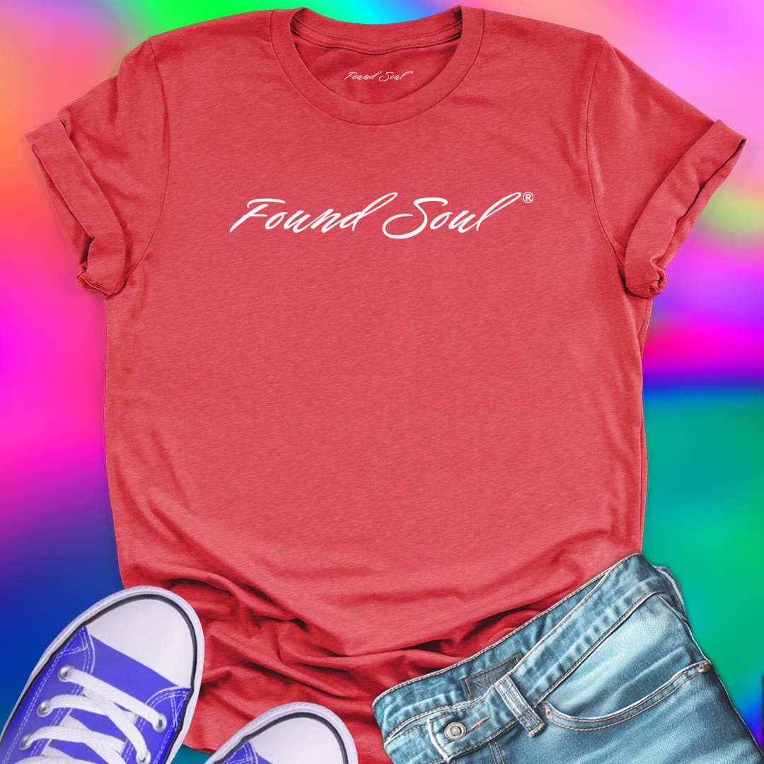 Found Soul® dark to light red t-shirt for transformation and shadow work.