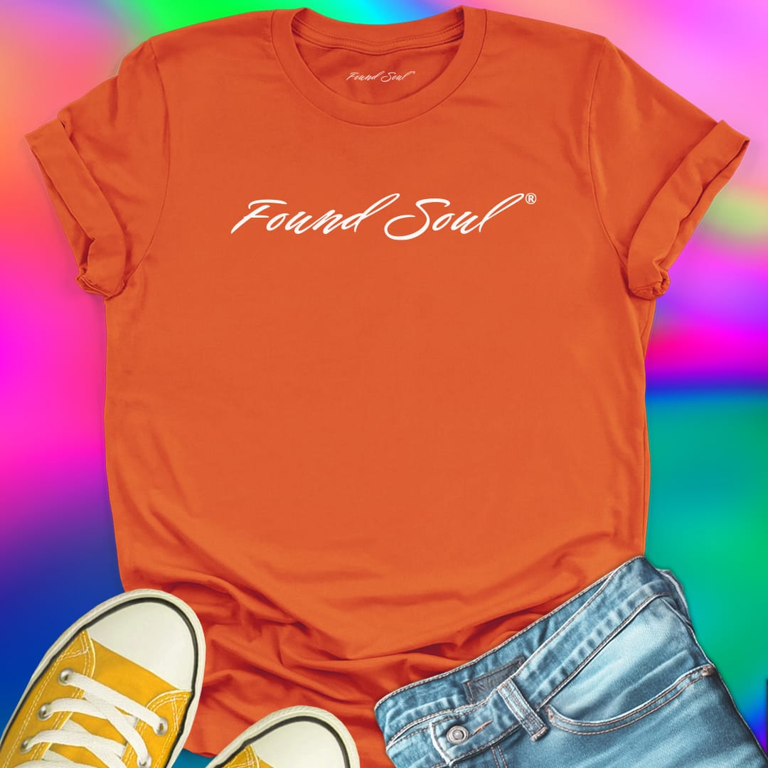 Found Soul® dark to light orange t-shirt for transformation and shadow work.