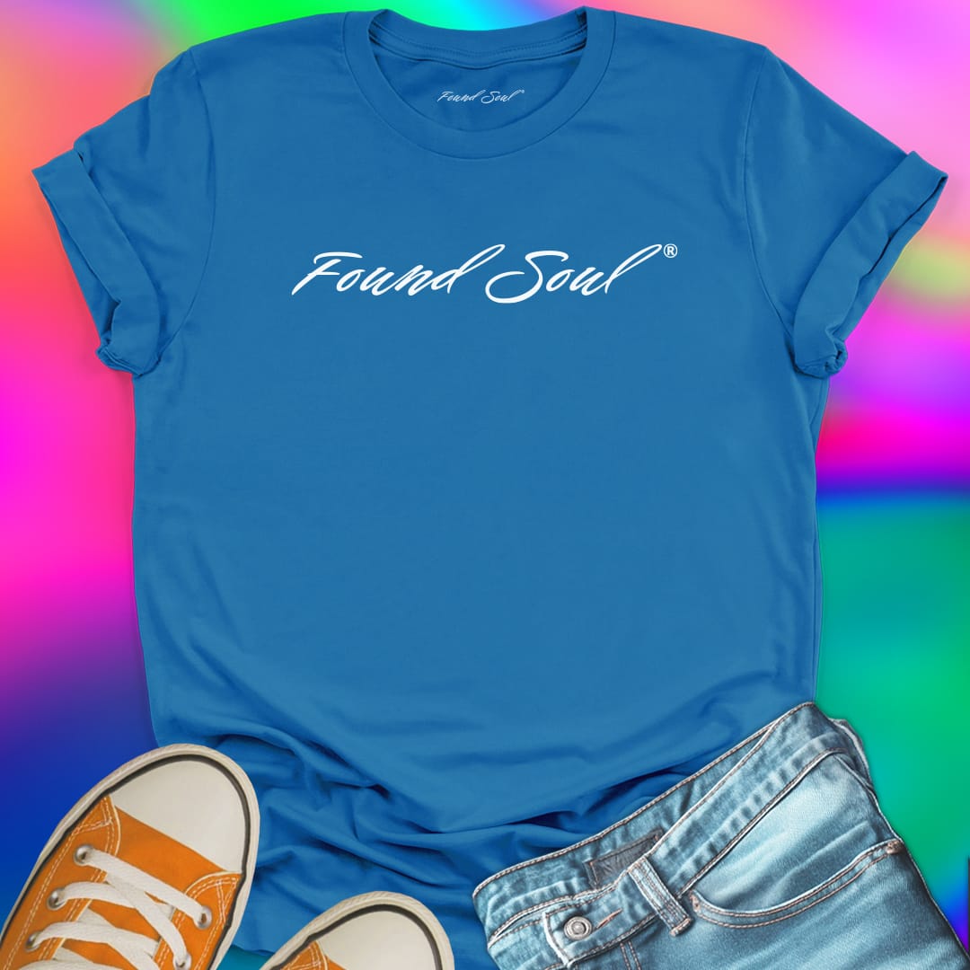 Found Soul® dark to light blue t-shirt for transformation and shadow work.