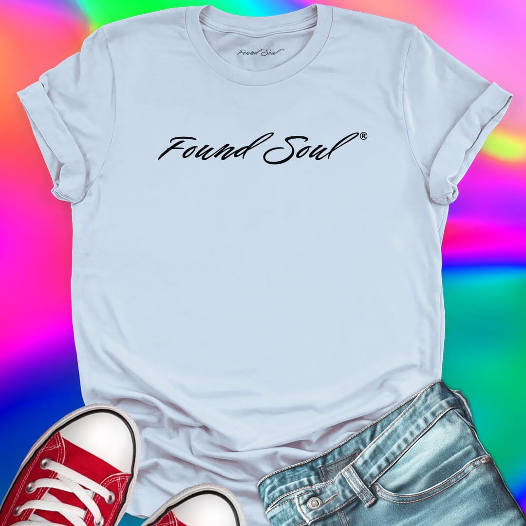 Found Soul® light to dark light blue t-shirt for courage and going inward.