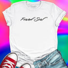 Found Soul® light to dark white t-shirt for courage and going inward.