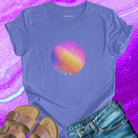 Sparkling galaxy sphere rainbow shimmer purple t-shirt for cosmic complexity and wholeness.