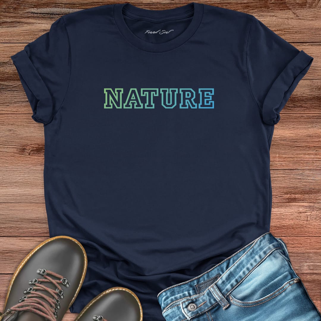 Graduated in nature navy t-shirt for earth education and wilderness wisdom spiritual apparel.