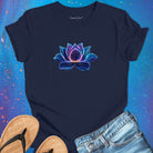 Glowing lotus flower navy t-shirt for inner wisdom and self realization.