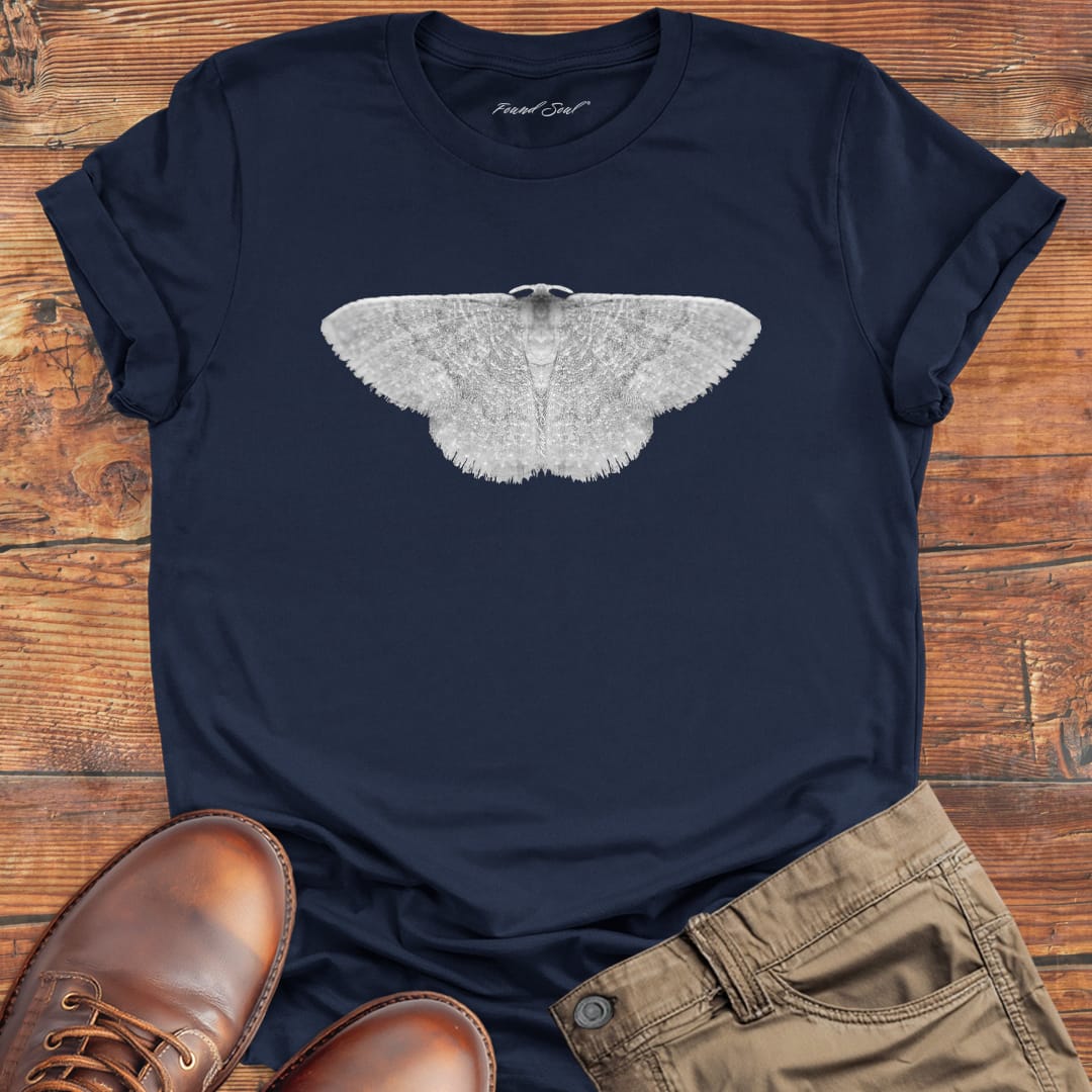 Detailed moth with intricate wings navy t-shirt for moon navigation phase trust adaptive flight spiritual change