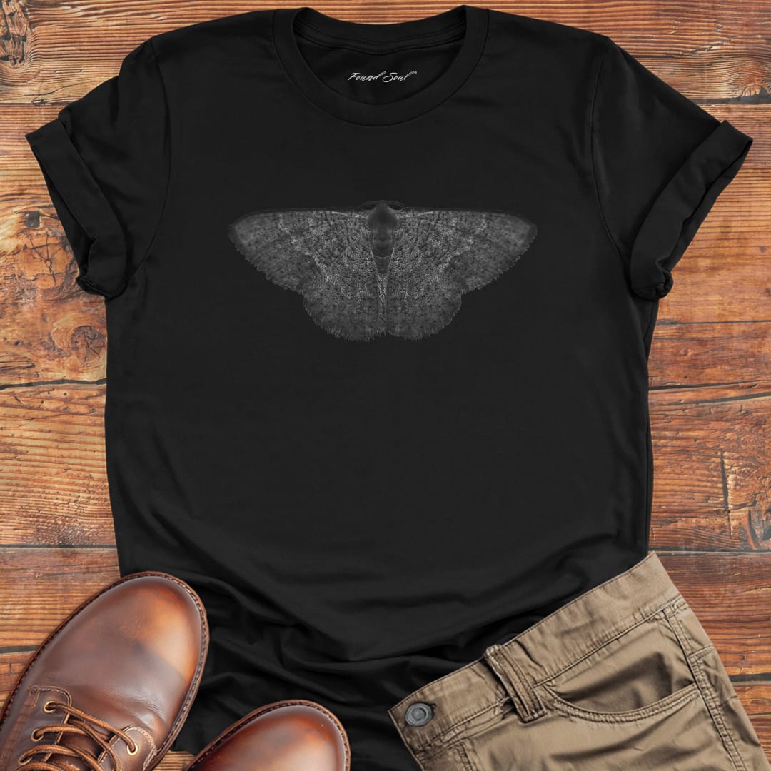 Detailed moth with intricate wings black t-shirt for moon navigation phase trust adaptive flight spiritual change