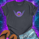 Vibrant peacock feather eye grey t-shirt for oracle wisdom sign reading intuitive trust spiritual message