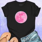 Pink moon black t-shirt for lunar cycles and moon gazers.