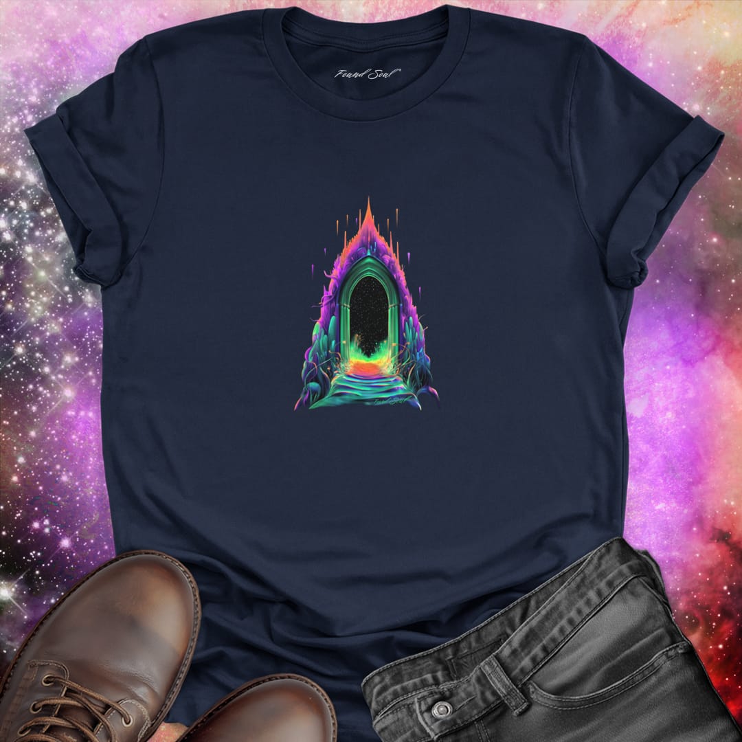 Portal gateway navy t-shirt for new beginnings.
