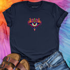 Third eye with vibrant colors navy t-shirt for intuition and inner knowing.