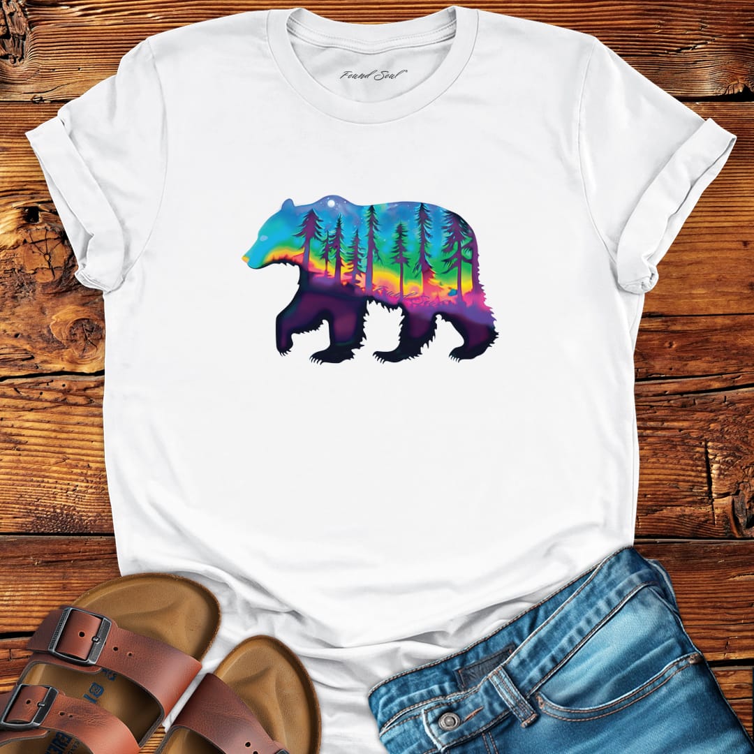 Bear silhouette on white t-shirt for roaming wild movement sovereign soul nature freedom