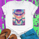 Shell pattern in vibrant gradient tones white t-shirt for turtle wisdom time marking sacred protection spiritual softness