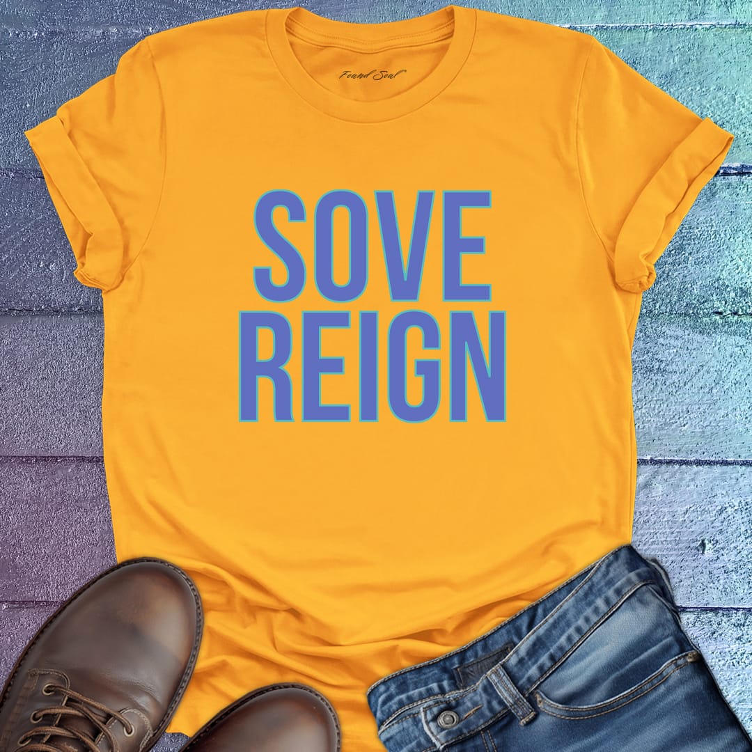 Sovereign yellow t-shirt that celebrates self-governance, personal power, and the courage to rule your own life with integrity.