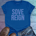 Sovereign blue t-shirt that celebrates self-governance, personal power, and the courage to rule your own life with integrity.