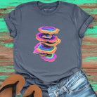Vibrant stacked rainbow turkey tail mushrooms grey t-shirt for layered growth shadow rising mushroom wisdom spiritual building light seeking nature
