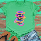 Vibrant stacked rainbow turkey tail mushrooms green t-shirt for layered growth shadow rising mushroom wisdom spiritual building light seeking nature