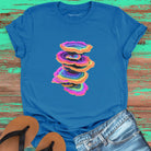 Vibrant stacked rainbow turkey tail mushrooms blue t-shirt for layered growth shadow rising mushroom wisdom spiritual building light seeking nature