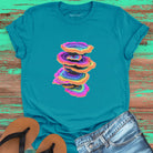 Vibrant stacked rainbow turkey tail mushrooms turquoise t-shirt for layered growth shadow rising mushroom wisdom spiritual building light seeking nature